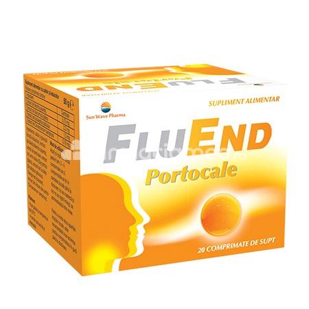 Durere gât - FluEnd portocale, 20 de comprimate supt, Sun Wave Pharma, farmaciamea.ro