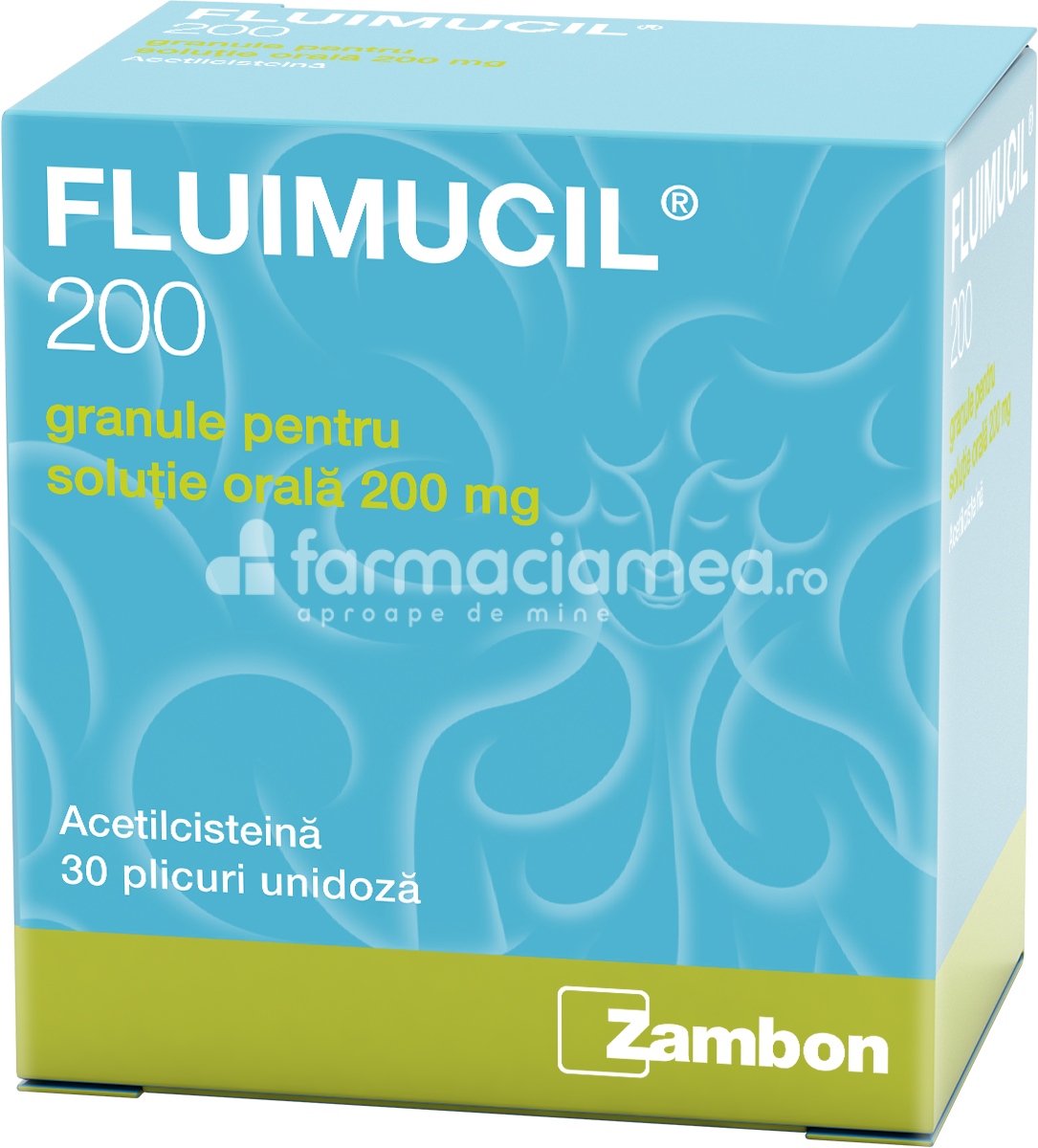 Tuse ambele forme OTC - Fluimucil 200mg/plic granule solutie orala, tuse productiva, 30 de plicuri, Zambon, farmaciamea.ro