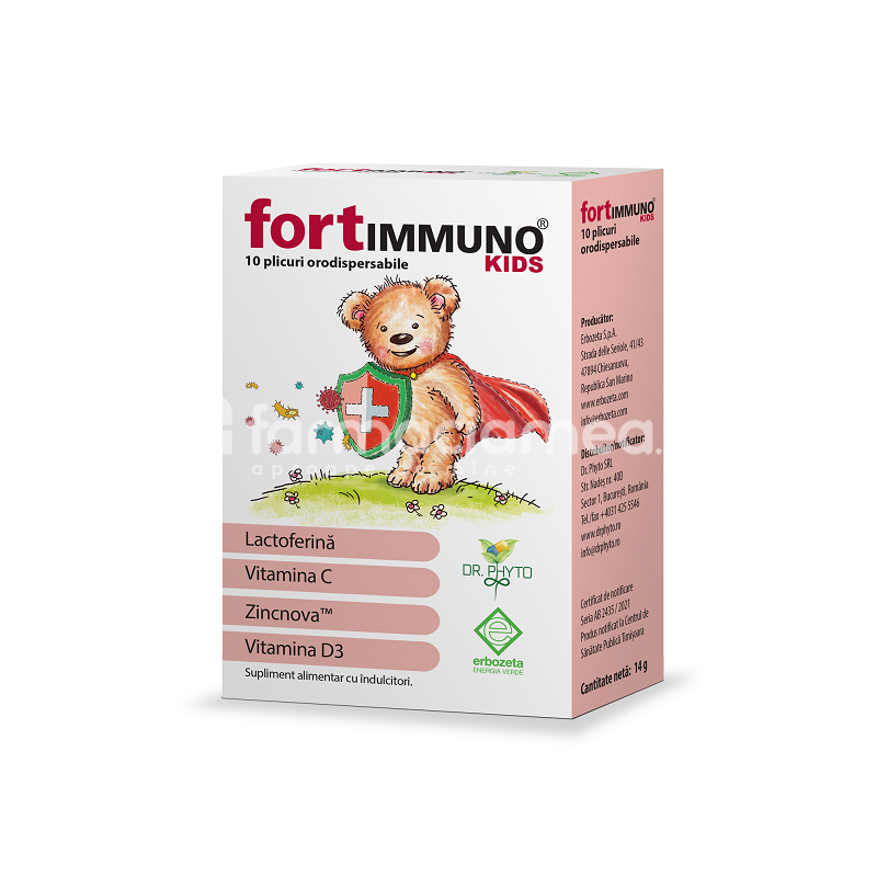 Imunitate copii - Fortimmuno kids, 10 plicuri, Dr. Phyto, farmaciamea.ro