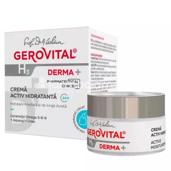 Îngrijire ten - Gerovital H3 Derma+ Crema Activ Hidratanta 24H, 50 ml, farmaciamea.ro