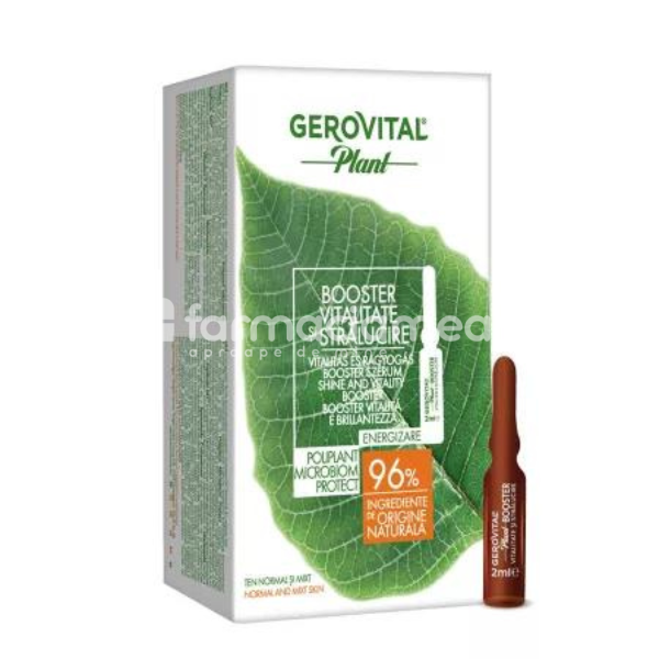 Dermatocosmetice - Gerovital Plant Booster Vitalitate si Stralucire Microbiom Protect, 10 fiole x 2 ml, farmaciamea.ro