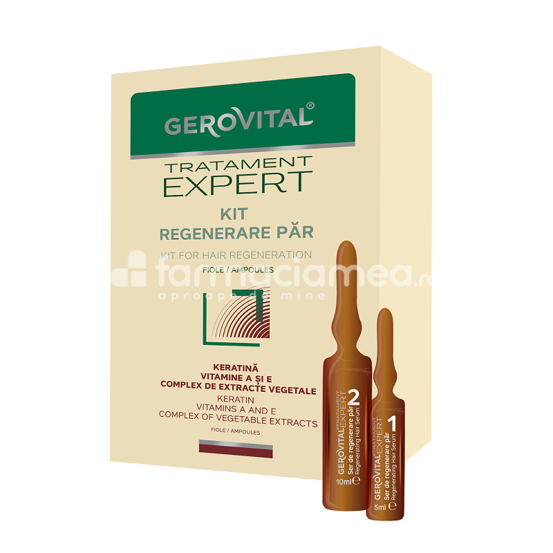 Îngrijire păr - Gerovital Tratament Expert Kit regenerare par, 10 fiole x 10 ml, 10 fiole x 5 ml, farmaciamea.ro
