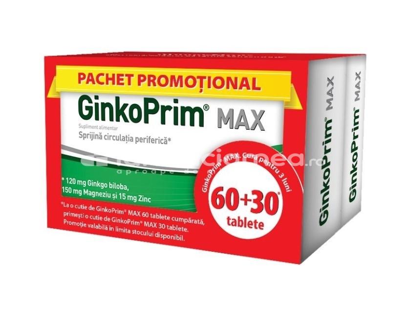 Afecțiuni circulatorii - Ginkoprim Max 120mg x 60cp + 30cp cadou, farmaciamea.ro
