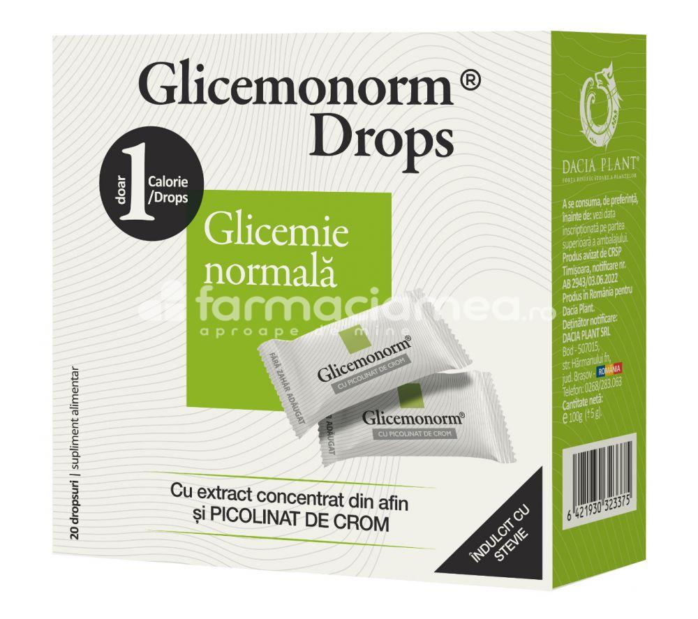 Suplimente naturiste - Glicemonorm drops, 20 dropsuri, Dacia Plant, farmaciamea.ro