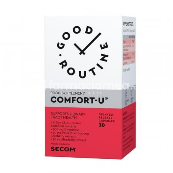 Infecții urinare - Good Routine Comfort-U, recomandat pentru protectia aparatului urinar, sustine sanatatea si flora sistemului urinar, 30 capsule, Secom, farmaciamea.ro