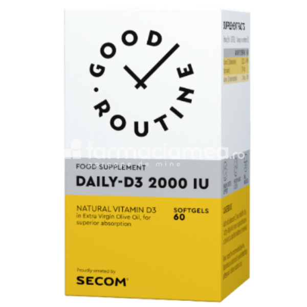 Imunitate - Good Routine Daily - D3 2000UI, 60 capsule, Secom, farmaciamea.ro