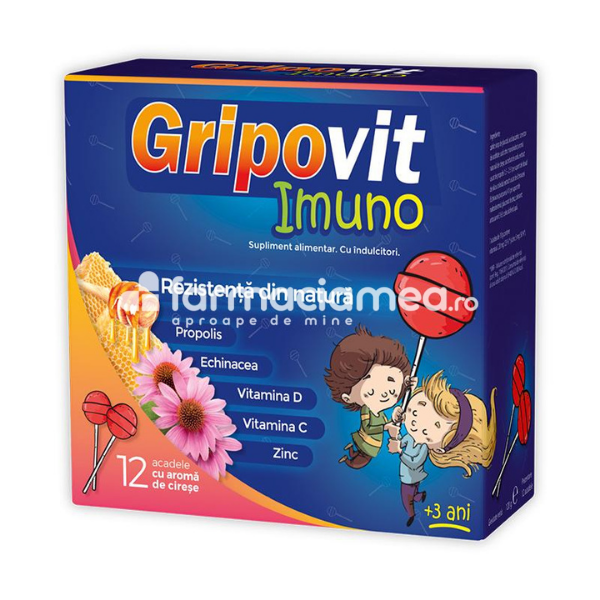 Imunitate copii - Gripovit Imuno, 12 acadele, Zdrovit, farmaciamea.ro
