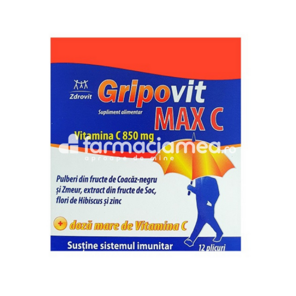 Imunitate - Gripovit Max C, 12 plicuri, Zdrovit, farmaciamea.ro