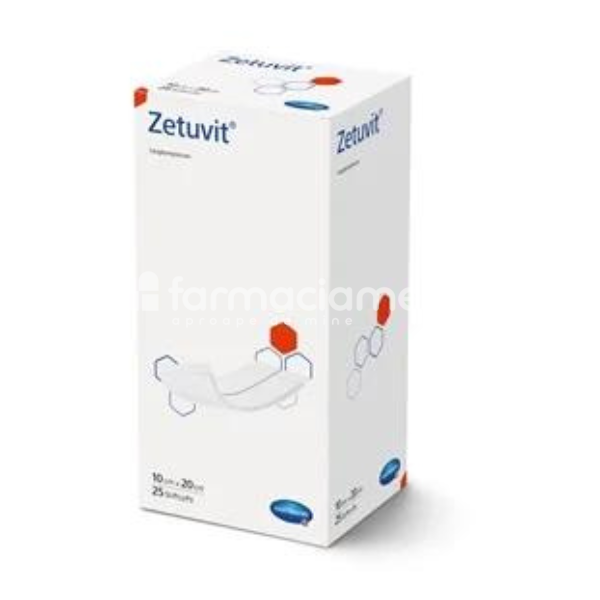 Consumabile medicale - Zetuvit Comprese Sterile 10 x 20cm, 25 bucati sterile, ambalate individual Hartmann, farmaciamea.ro