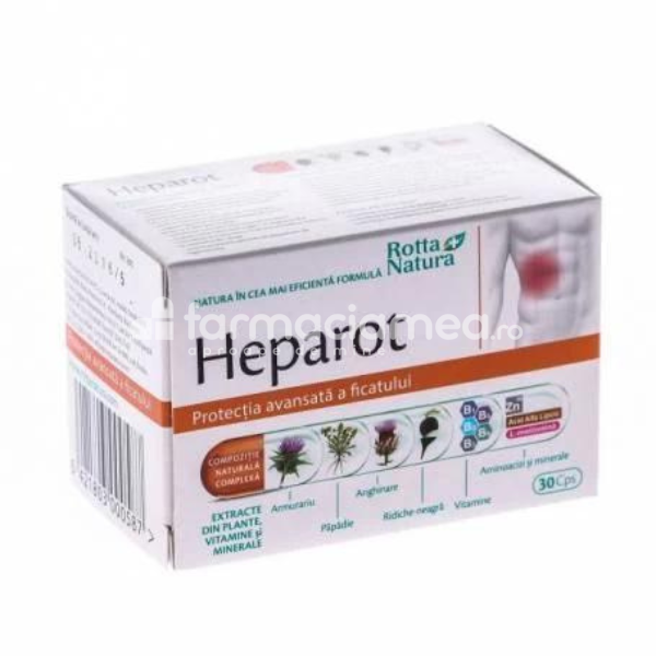 Terapie biliară și hepatică - Heparot, 30cps, Rotta Natura, farmaciamea.ro