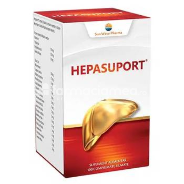Terapie biliară și hepatică - Hepasuport, protector hepatic, 100 de comprimate filmate, Sun Wave Pharma, farmaciamea.ro