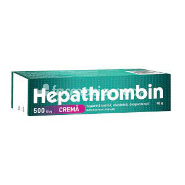 Afecțiuni circulatorii OTC - Hepathrombin crema 500 UI/g, 40 g, Hemofarm, farmaciamea.ro