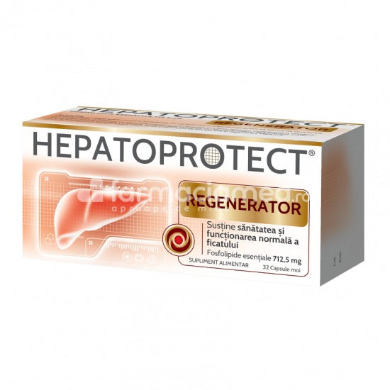 Terapie biliară și hepatică - Hepatoprotect Regenerator, contine fosfolipide esentiale, recomandat pentru intretinerea si regenerarea ficatului, 32 de capsule moi, Biofarm, farmaciamea.ro