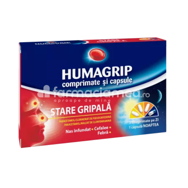 Răceală și gripă OTC - Humagrip, 12 comprimate si 4 capsule, Urgo, farmaciamea.ro