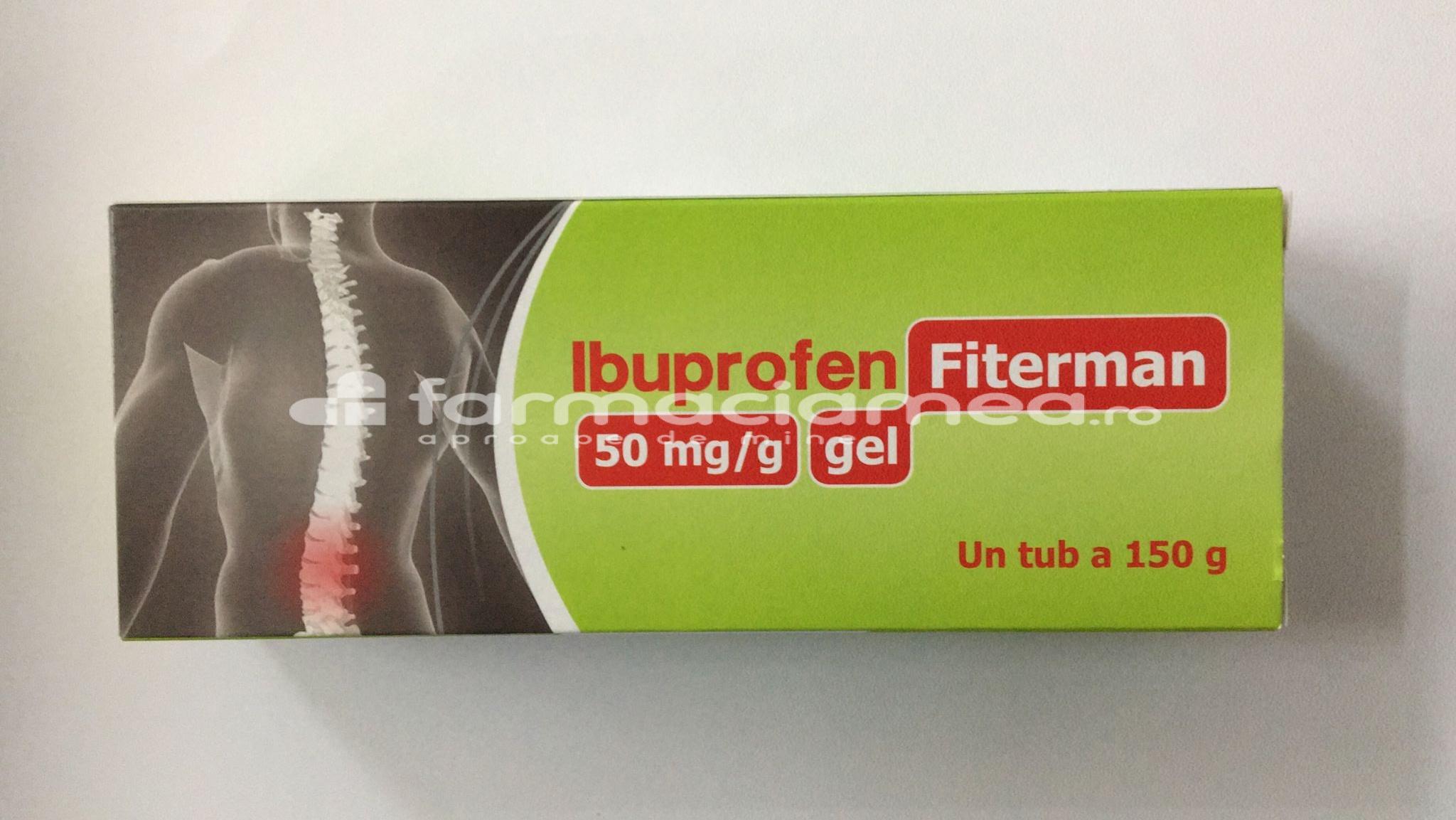 Durere OTC - Ibuprofen gel, cu efect antiinflamator, indicat in tratamentul local simptomatic al durerii si inflamatiei, tub 150 g, Fiterman Pharma, farmaciamea.ro