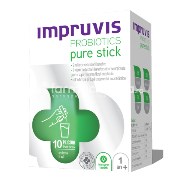 Probiotice - Impruvis Probiotice Pure Stick, 10 plicuri, Bifodan, farmaciamea.ro