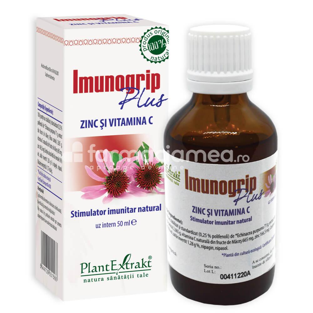 Fitoterapice - Imunogrip Plus Zinc, Vitamina  C, 50 ml, PlantExtrakt, farmaciamea.ro