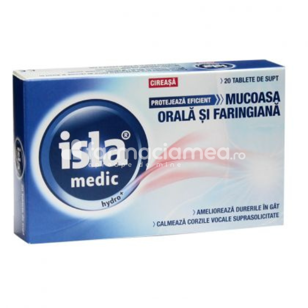 Afecțiuni ale  cavității bucale - Isla medic Hydro cu aroma de cirese, 20 tablete de supt, Engelhard Arzneimittel, farmaciamea.ro