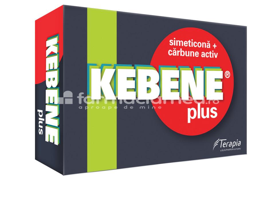Antibalonare și antiflatulență - Kebene plus, contine simeticona si carbune, recomandat in tratarea balonarii si gazelor, 20 de comprimate, Terapia, farmaciamea.ro