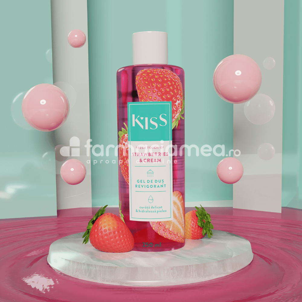 Îngrijire corp - KISS Strawberries Cream gel de dus, 250 ml, Fiterman Pharma, farmaciamea.ro