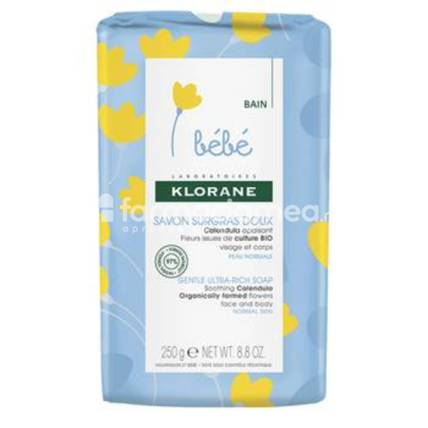 Dermatologie pediatrică - Klorane Bebe sapun cu extract de galbenele, 250g, farmaciamea.ro