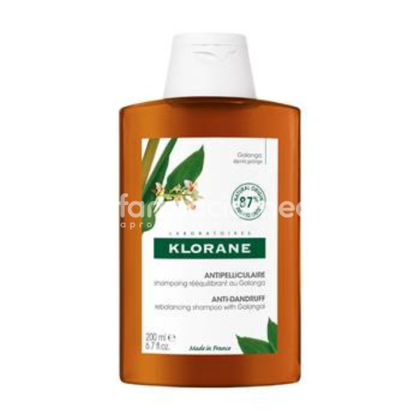 Îngrijire scalp - Sampon anti-matreata cu galangal, 200 ml, Klorane, farmaciamea.ro