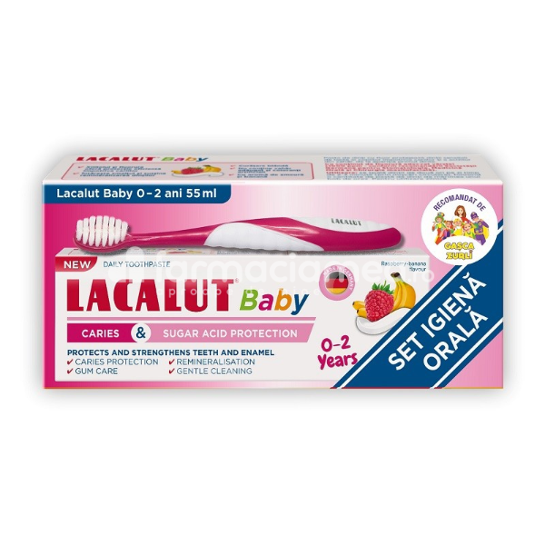Igienă orală copii - Lacalut Pasta de Dinti Baby 0-2 ani 55ml + Periuta , farmaciamea.ro