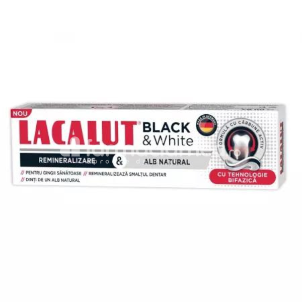 Igienă orală - Lacalut Pasta de dintii Black&White, 75ml, farmaciamea.ro