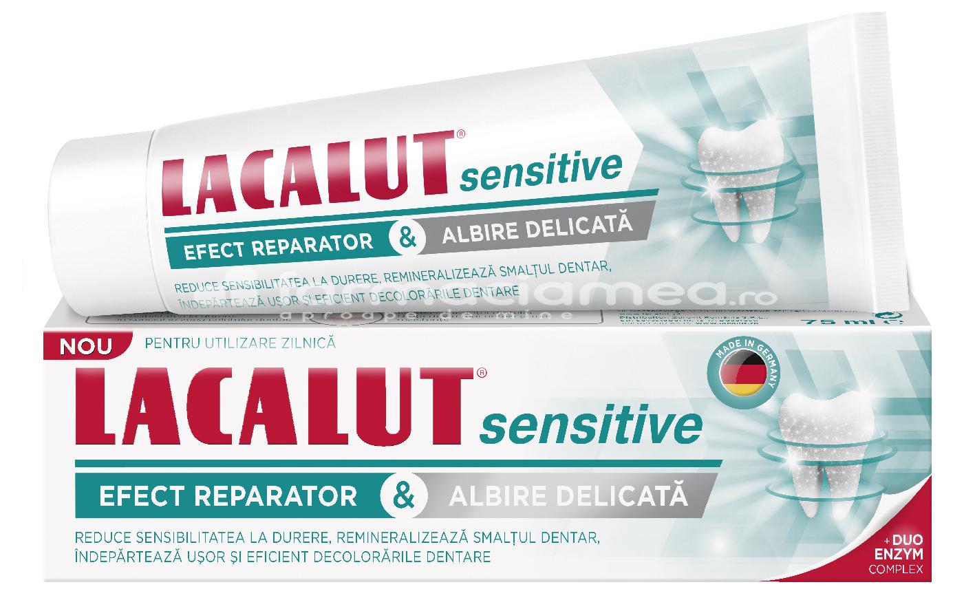Pastă dinţi - Lacalut Sensitive Whitening pasta dinti, 75 ml, farmaciamea.ro