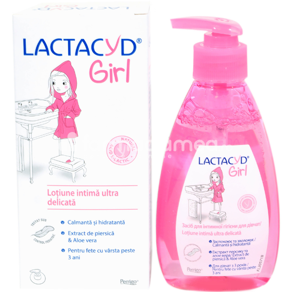 Igienă intimă - Lotiune intima ultra delicata Lactacyd Girl, de la 3 ani, 200 ml, Perrigo, farmaciamea.ro