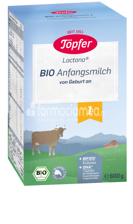 Lapte praf - Lactana Bio 1 lapte praf, de la 0 luni, 600 g, Topfer, farmaciamea.ro