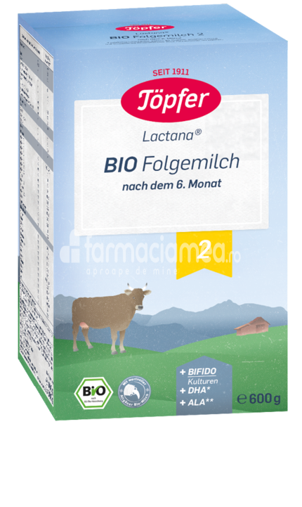 Lapte praf - Lactana Bio 2 lapte praf, de la 6 luni, 600 g, Topfer, farmaciamea.ro