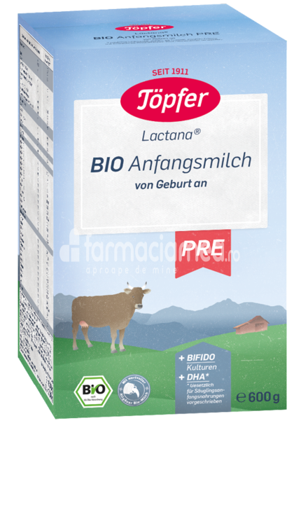 Lapte praf - Lactana Pre Bio lapte praf, de la 0 luni, 600 g, Topfer, farmaciamea.ro