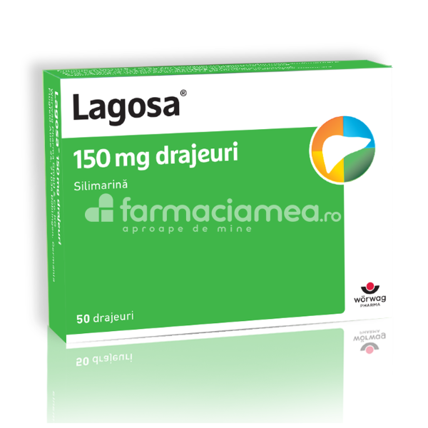 Terapie biliară și hepatică OTC - Lagosa 150 mg, hepatoprotector, 50 drajeuri, Worwag Pharma, farmaciamea.ro