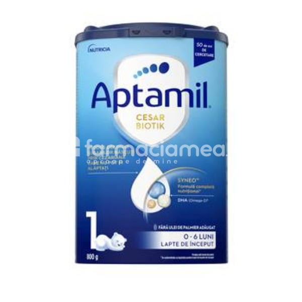 Lapte praf - Lapte Praf Aptamil CesarBiotik 1, 0 - 6 luni, 800g, Nutricia, farmaciamea.ro