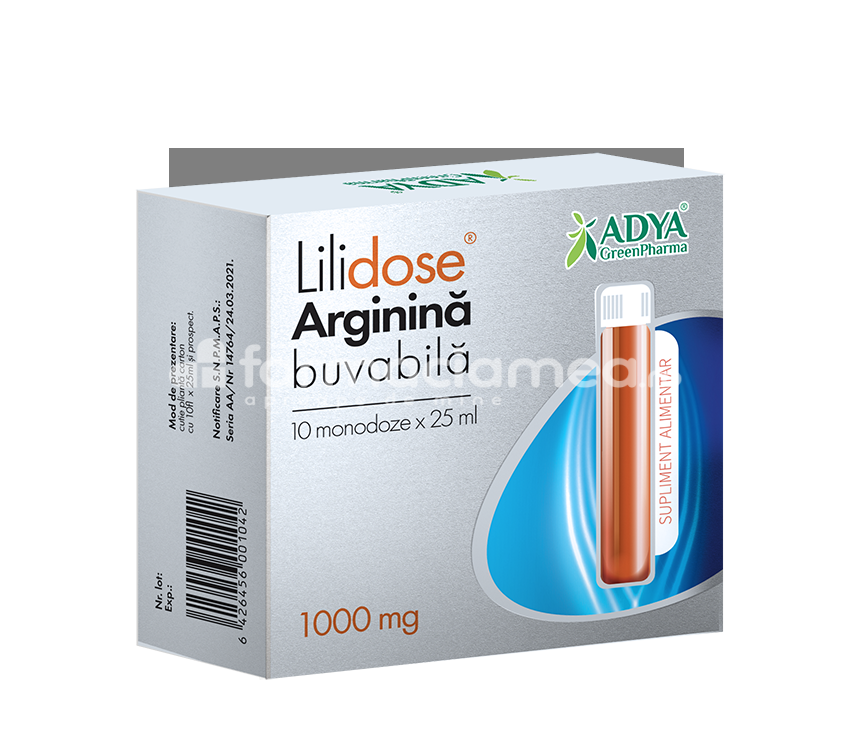 Terapie biliară și hepatică - Adya Lilidose Arginina buvabila 1000mg, 10 monodoze x 25ml, farmaciamea.ro