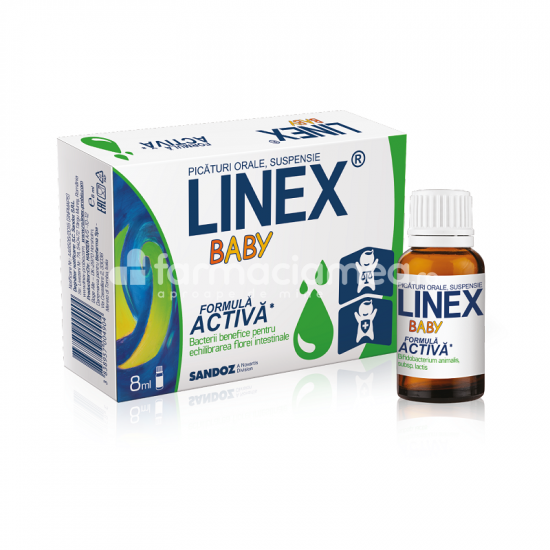 Suplimente alimentare copii - Linex Baby picaturi orale, 8 ml, Sandoz, farmaciamea.ro