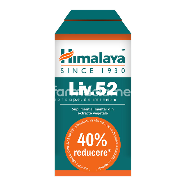 Terapie biliară și hepatică - Liv 52, indicat in protectie hepatica, 100 comprimate + 100 comprimate - 40% reducere la al 2-lea produs, Himalaya, farmaciamea.ro
