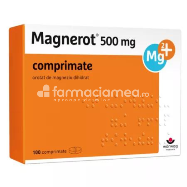 Vitamine și minerale OTC - Magnerot 500mg, 100 comprimate, Worwag, farmaciamea.ro