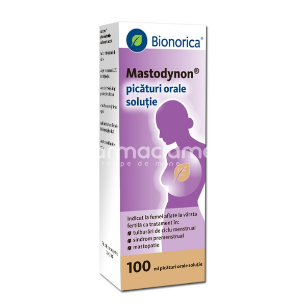Afecţiuni genito-urinare OTC - Mastodynon picaturi orale homeopate, indicat in tulburari menstruale, sindrom premestrual, mastopatie, 50ml, Bionorica, farmaciamea.ro