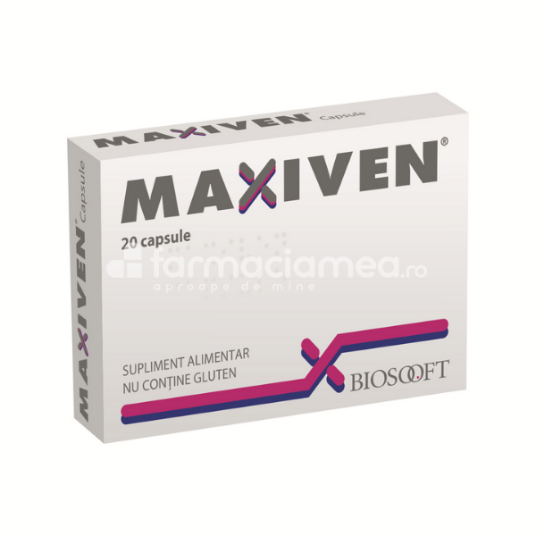 Minerale și vitamine - Maxiven, mentine sanatatea vaselor de sange, 20 comprimate, Biosooft, farmaciamea.ro