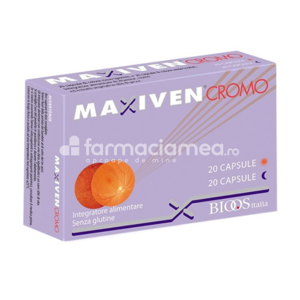 Minerale și vitamine - Maxiven Cromo, mentine sanatatea sistemului vascular, 40 comprimate, Biosooft, farmaciamea.ro