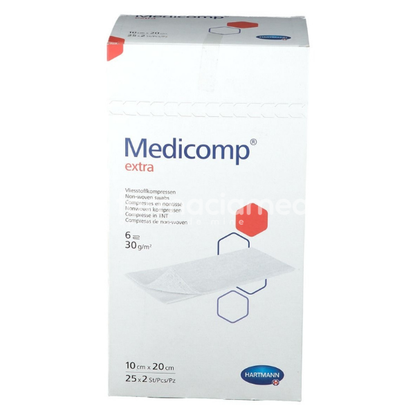 Plasturi, leucoplast și pansamente - Medicomp comprese extra sterile 10cmx20cm, 25buc, Hartmann, farmaciamea.ro