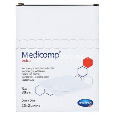 Plasturi, leucoplast și pansamente - Medicomp comprese extra sterile 5cmx5cm, 25buc, Hartmann, farmaciamea.ro