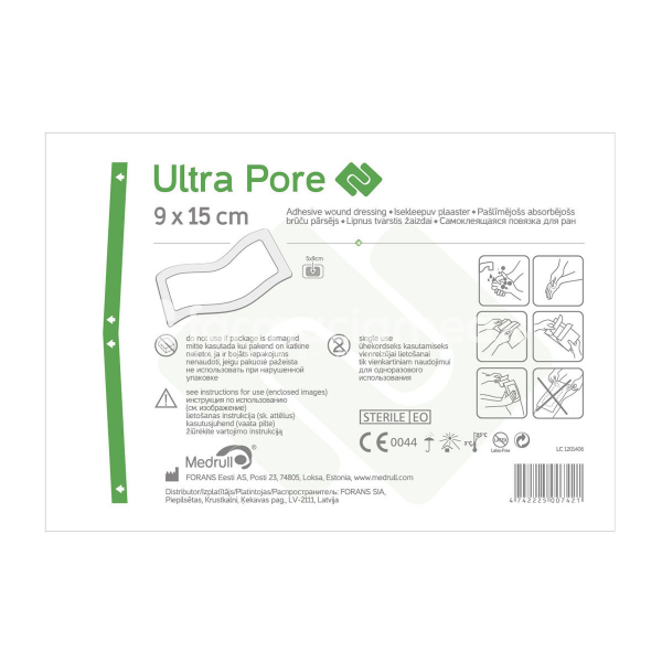 Plasturi, leucoplast și pansamente - Medrull Ultra Pore Pansament Postoperator pt Rani 9 x 15cm, farmaciamea.ro