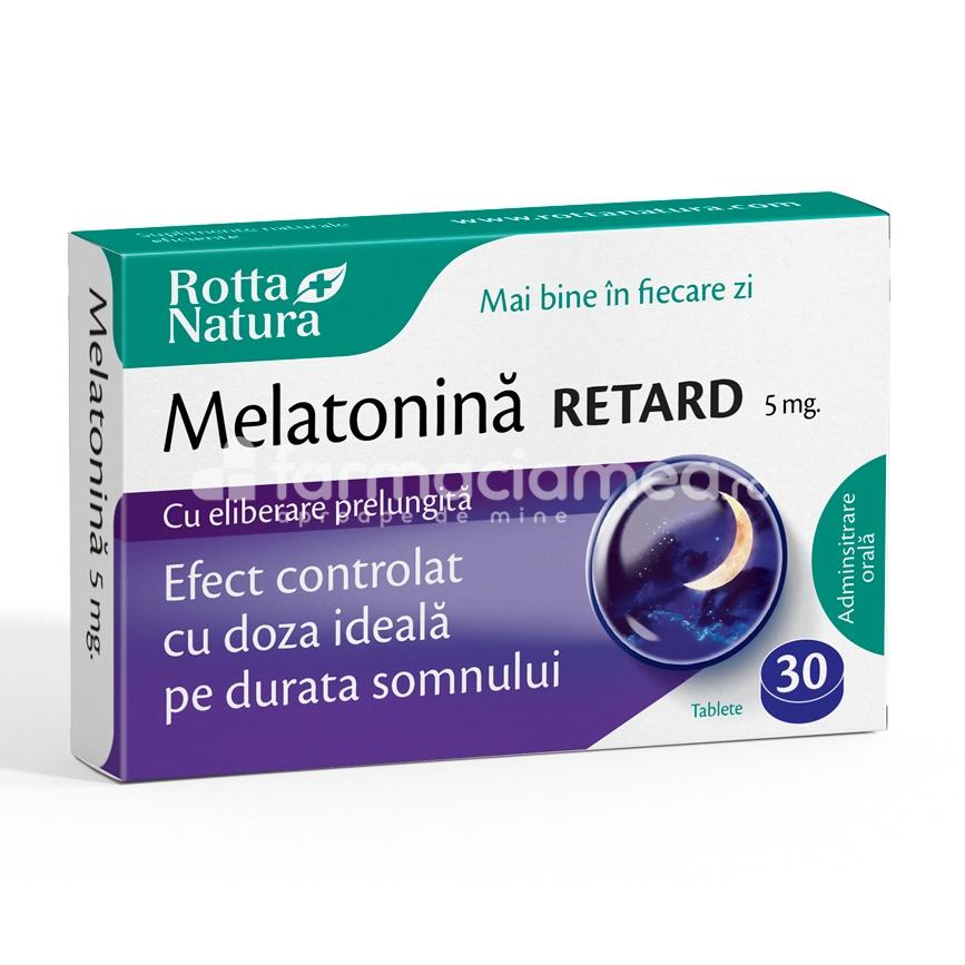 Calmare și somn liniștit - Melatonina Retard 5mg x 30cpr (Rotta Natura), farmaciamea.ro