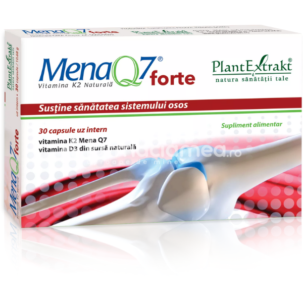 Suplimente alimentare - Mena Q7 FORTE Vitamina K2 Naturala, 30 capsule, PlantExtrakt, farmaciamea.ro