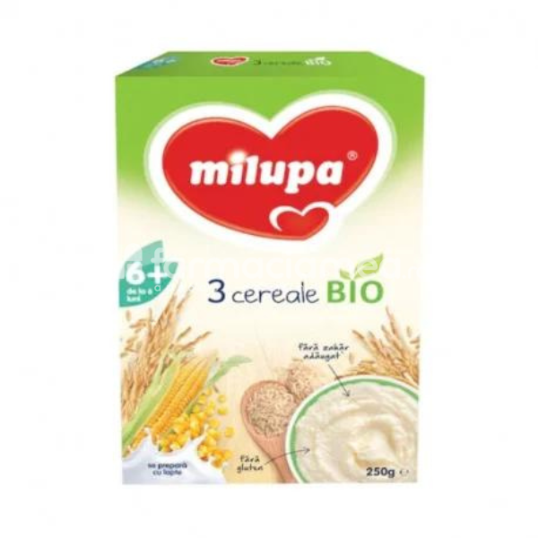 Cereale - Cereale Bio 3 cereale, 250g, Milupa, farmaciamea.ro