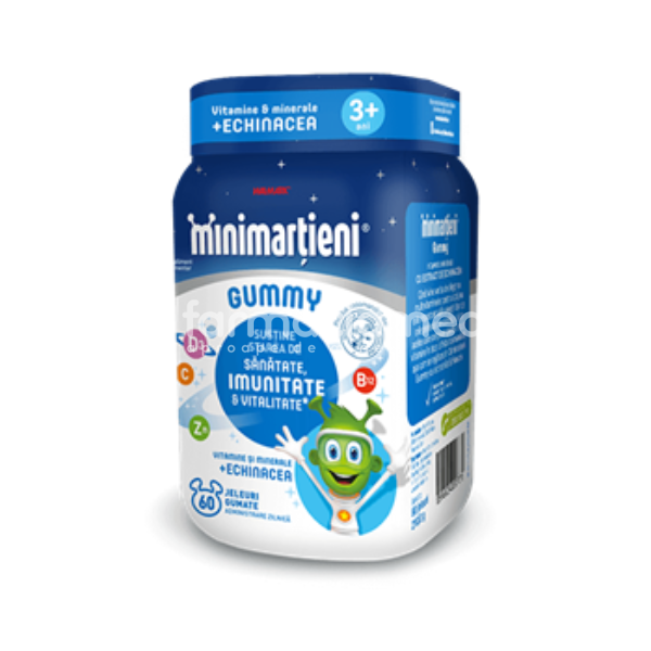 Vitamine și minerale copii - Minimartieni Gummy echinaceea, sustine imunitatea, 60 jeleuri, Walmark, farmaciamea.ro