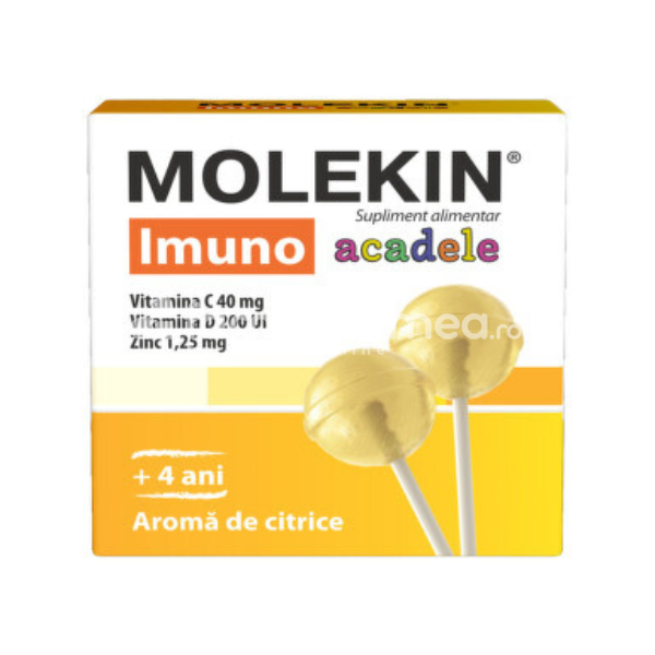 Imunitate copii - Molekin Imuno Acadele cu Aroma de Citrice 4ani+, 12 acadele Zdrovit, farmaciamea.ro